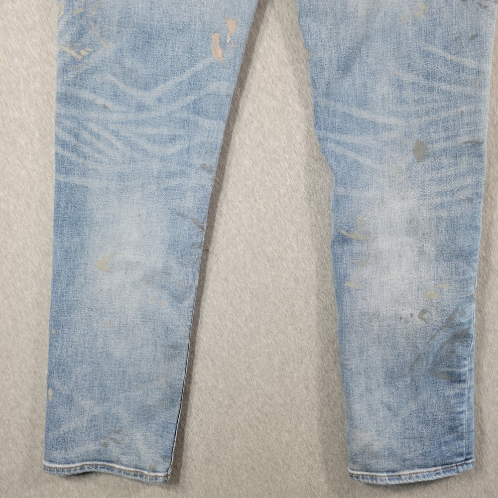 American Eagle Jeans Mens 33x34 Airflex Slim Straight Paint Splatter Distressed - Picture 5 of 14